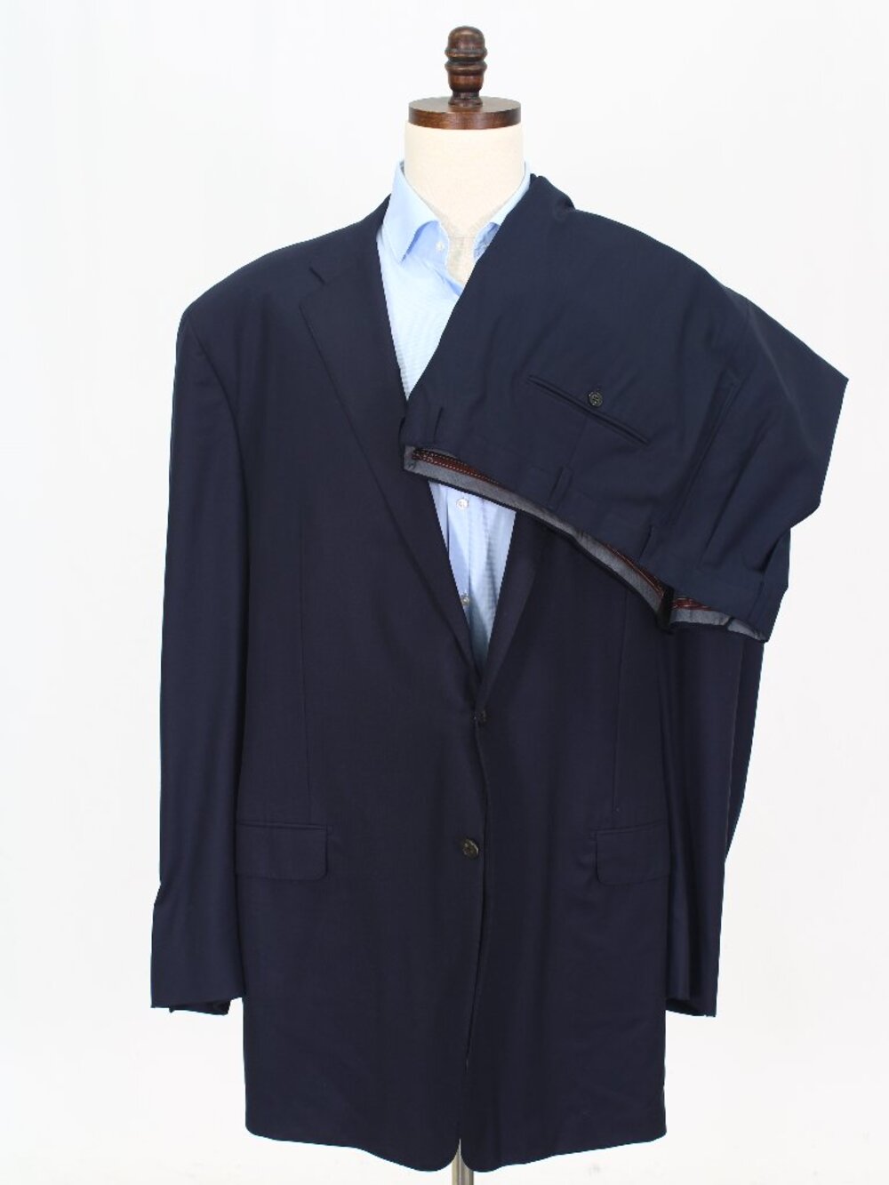 Hickey Freeman Mahogany 52L 42x35 Navy Full Suit 2-Button Solid R919
